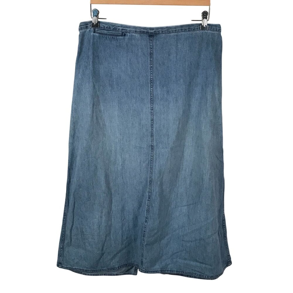 Vtg Y2K Woolrich Long Denim Modesty Skirt Blue‎ Cotton Maxi Casual Classic 35x30
